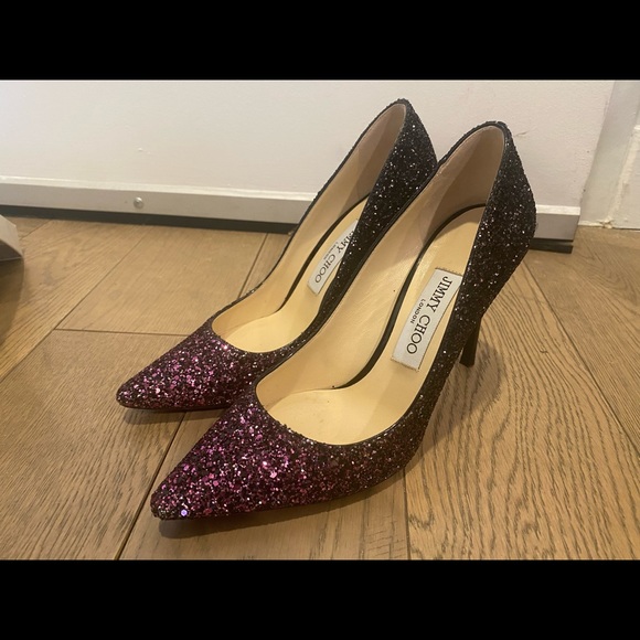 Jimmy Choo degrade coarse glitter fabric pump. Size 7 - Picture 3 of 8